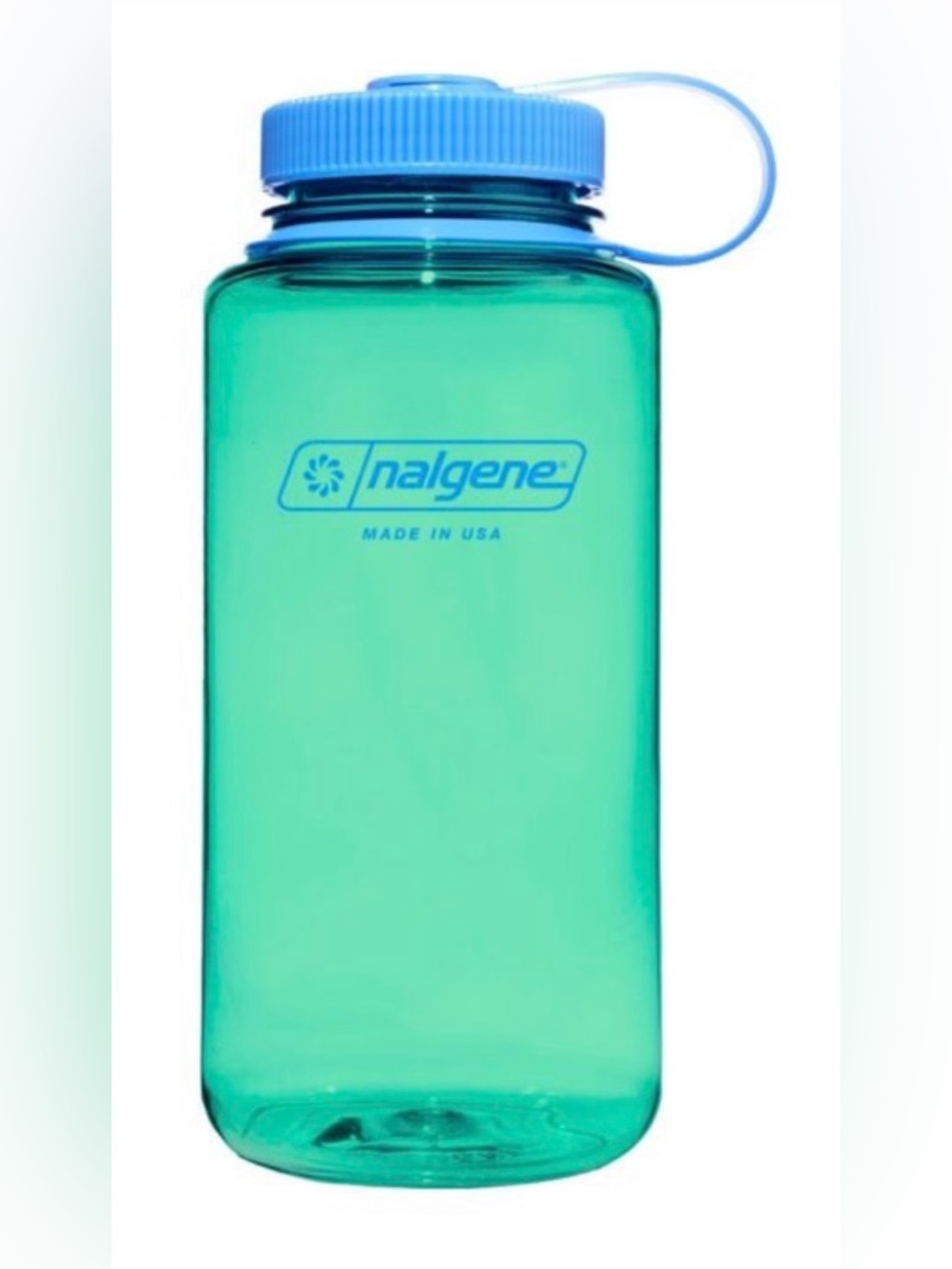 Nalgene Wide Mouth Water Bottle in Green with Blue Cap New Without Tags